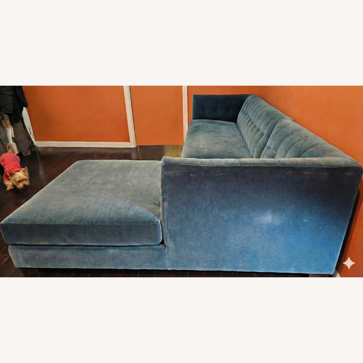 CB2 Blue Velvet 2pc Sectional - image-4