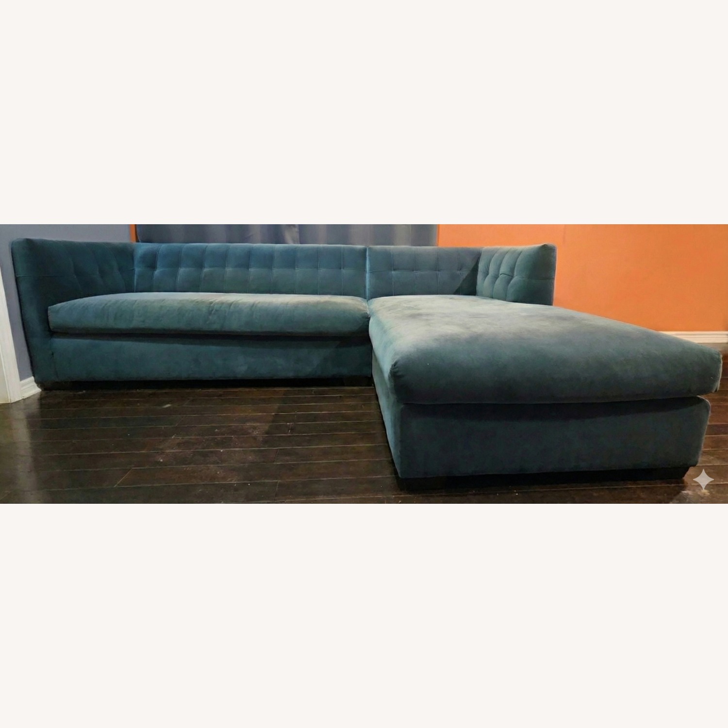 CB2 Blue Velvet 2pc Sectional - image-5