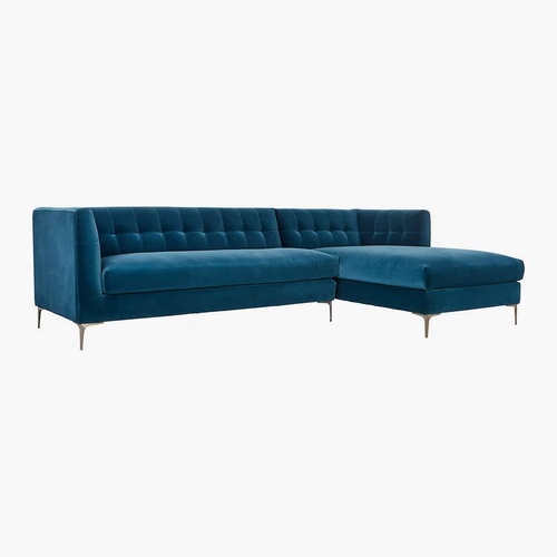 Used CB2 Blue Velvet 2pc Sectional  for sale on AptDeco