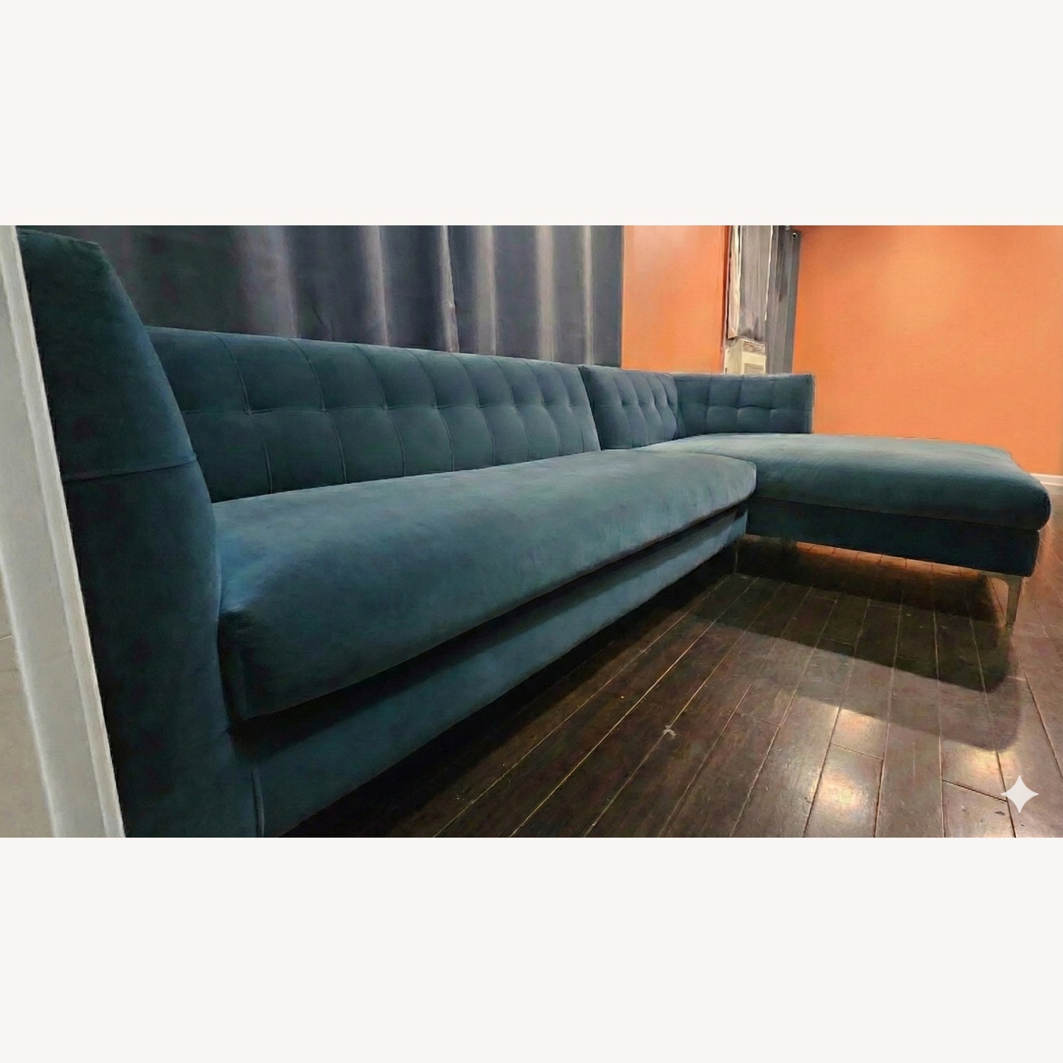 CB2 Blue Velvet 2pc Sectional - image-3