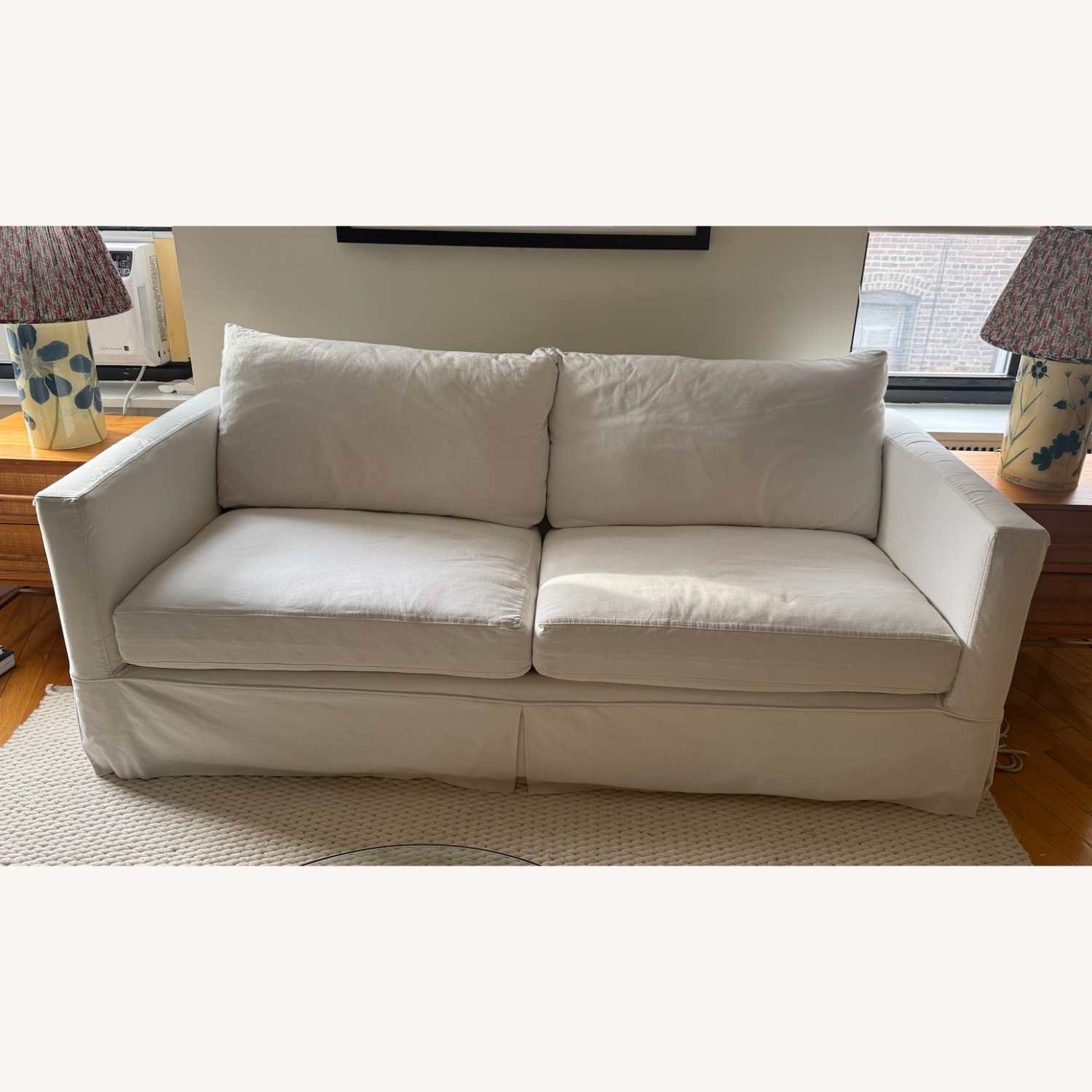 Crate & Barrel White Fabric 2 Seater Sofa - image-1