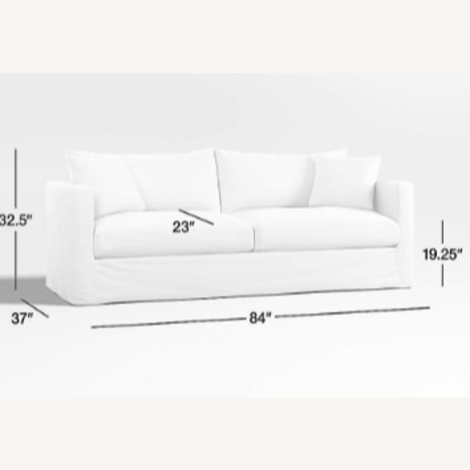 Crate & Barrel White Fabric 2 Seater Sofa - image-2