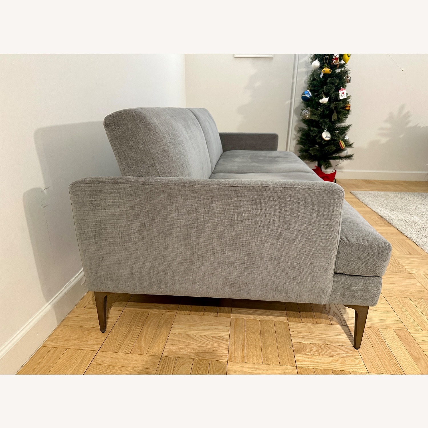 West Elm Light Gray Velvet Sleeper Sofa - image-2