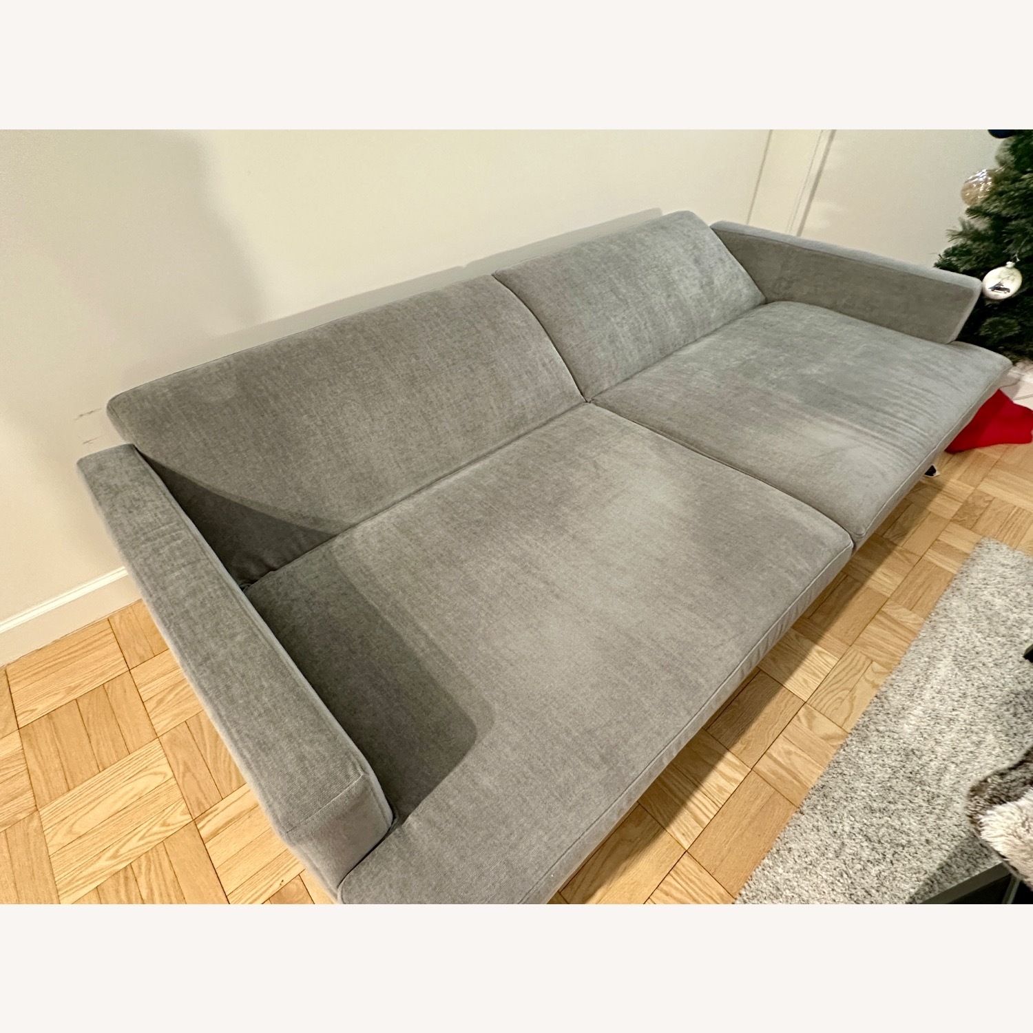 West Elm Light Gray Velvet Sleeper Sofa - image-4
