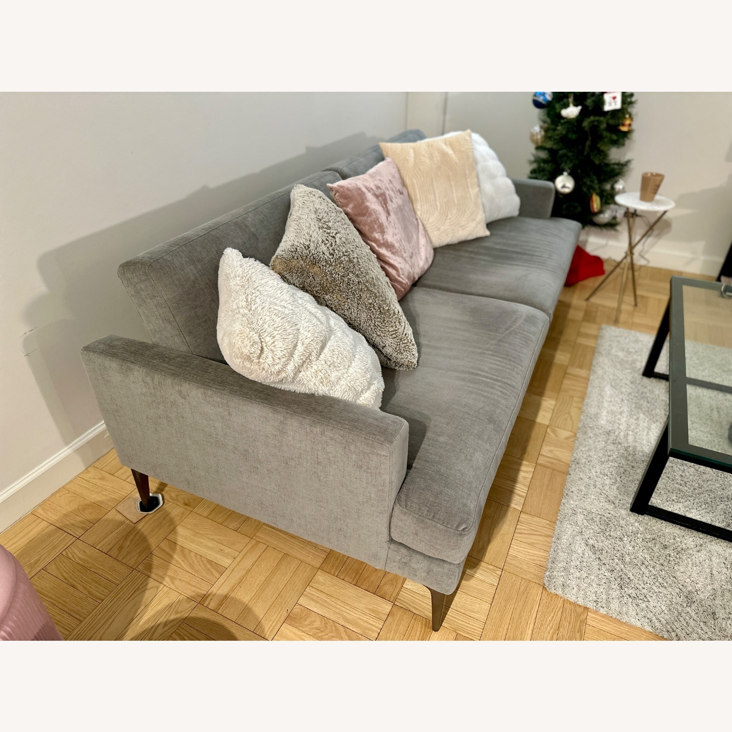 West Elm Light Gray Velvet Sleeper Sofa - image-6