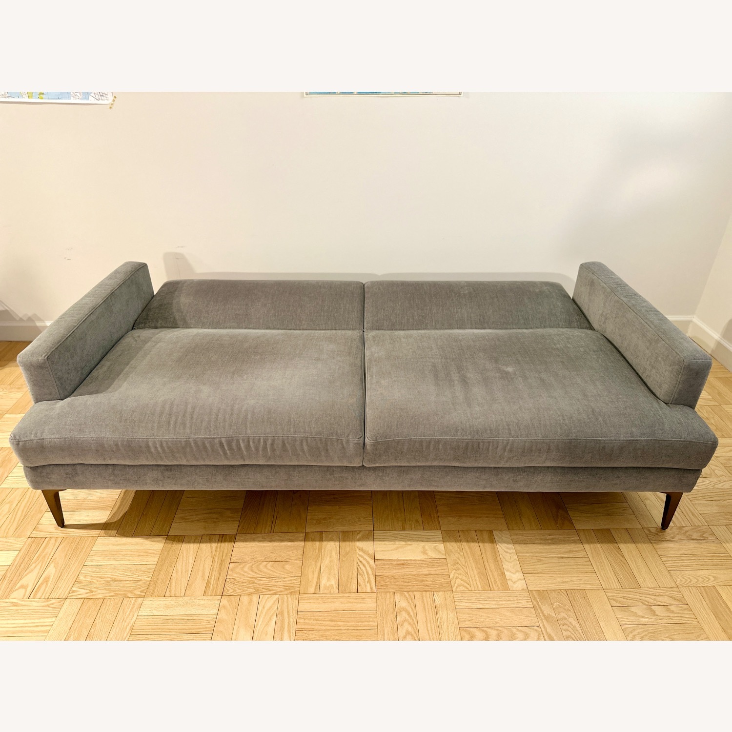 West Elm Light Gray Velvet Sleeper Sofa - image-5