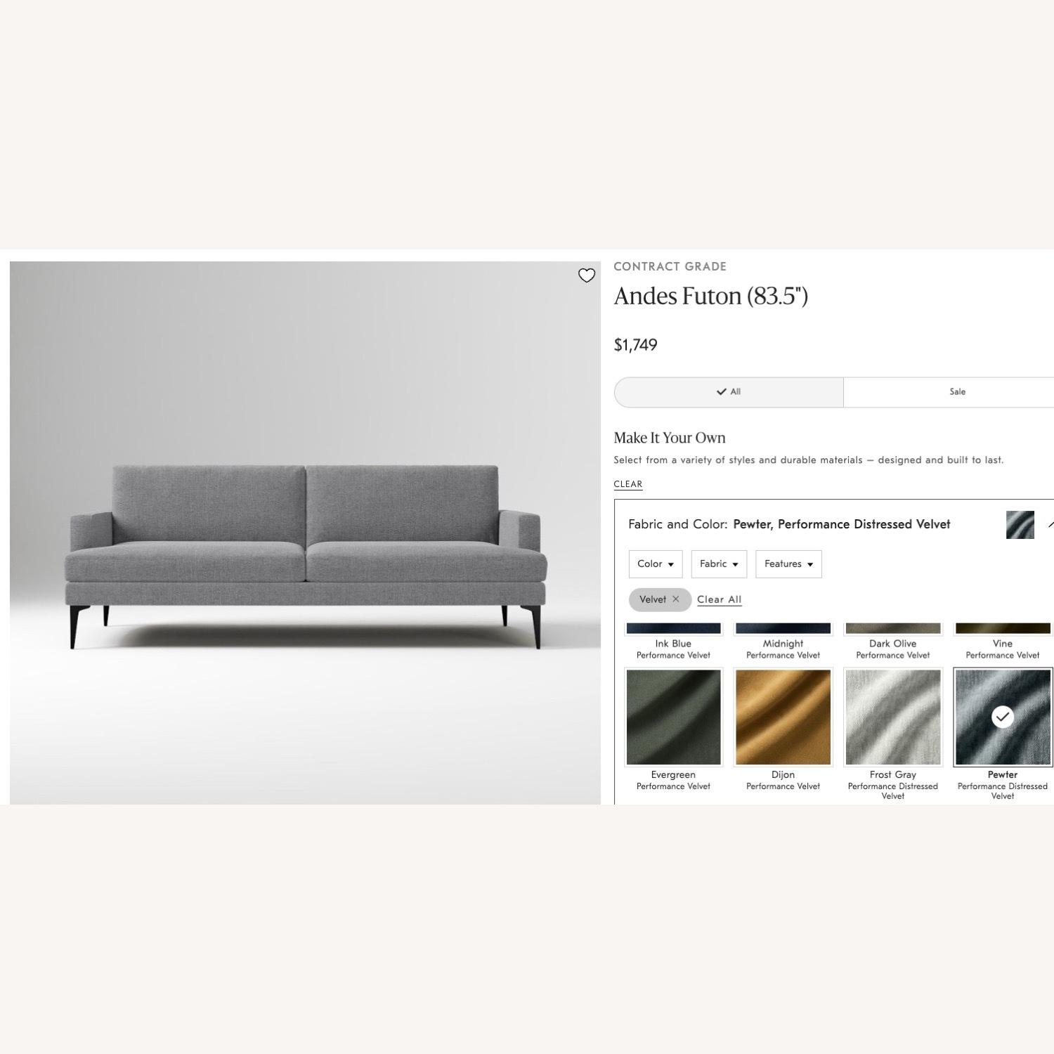 West Elm Light Gray Velvet Sleeper Sofa - image-8