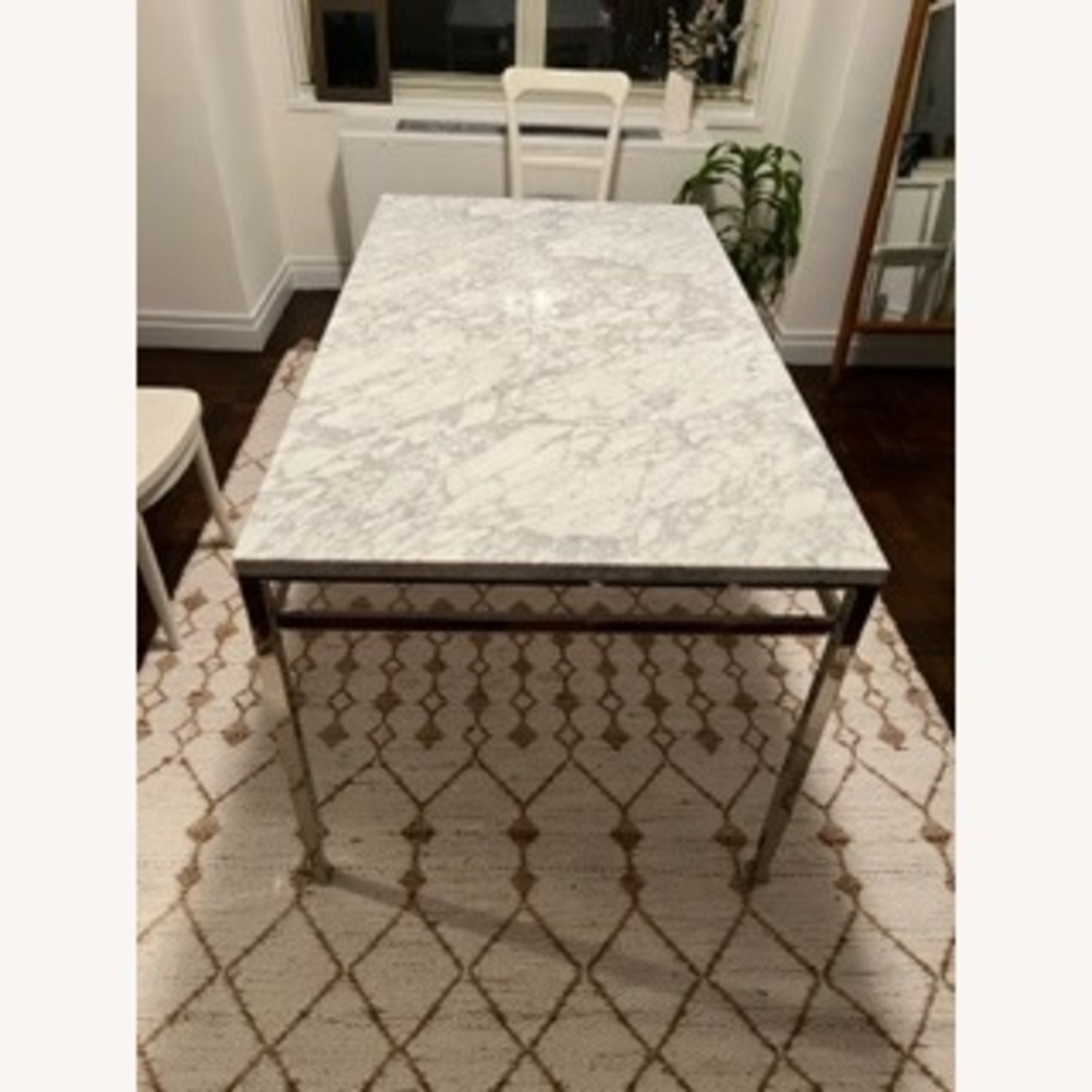 Pottery Barn Tanner Fixed Dining Table Nickel Marble - image-2