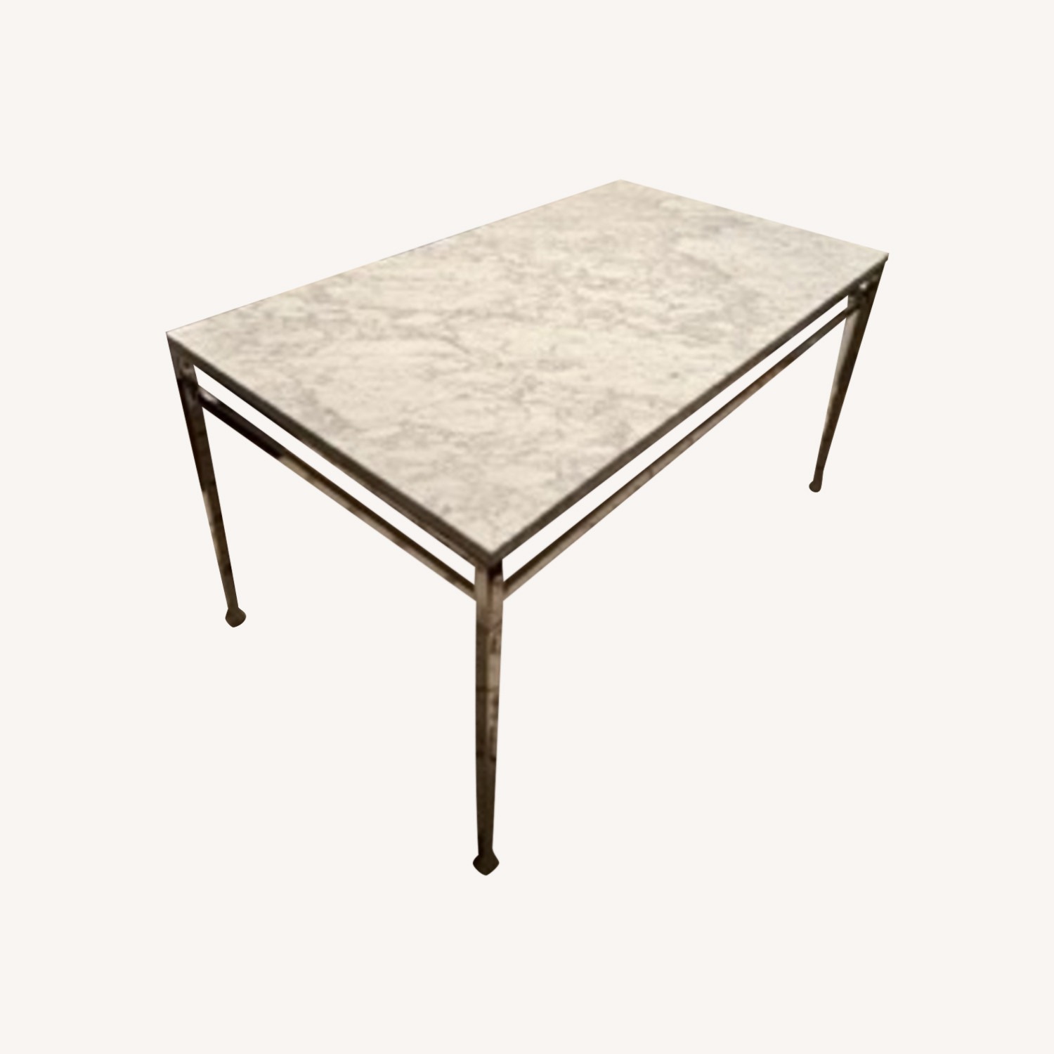 Pottery Barn Tanner Fixed Dining Table Nickel Marble - image-0