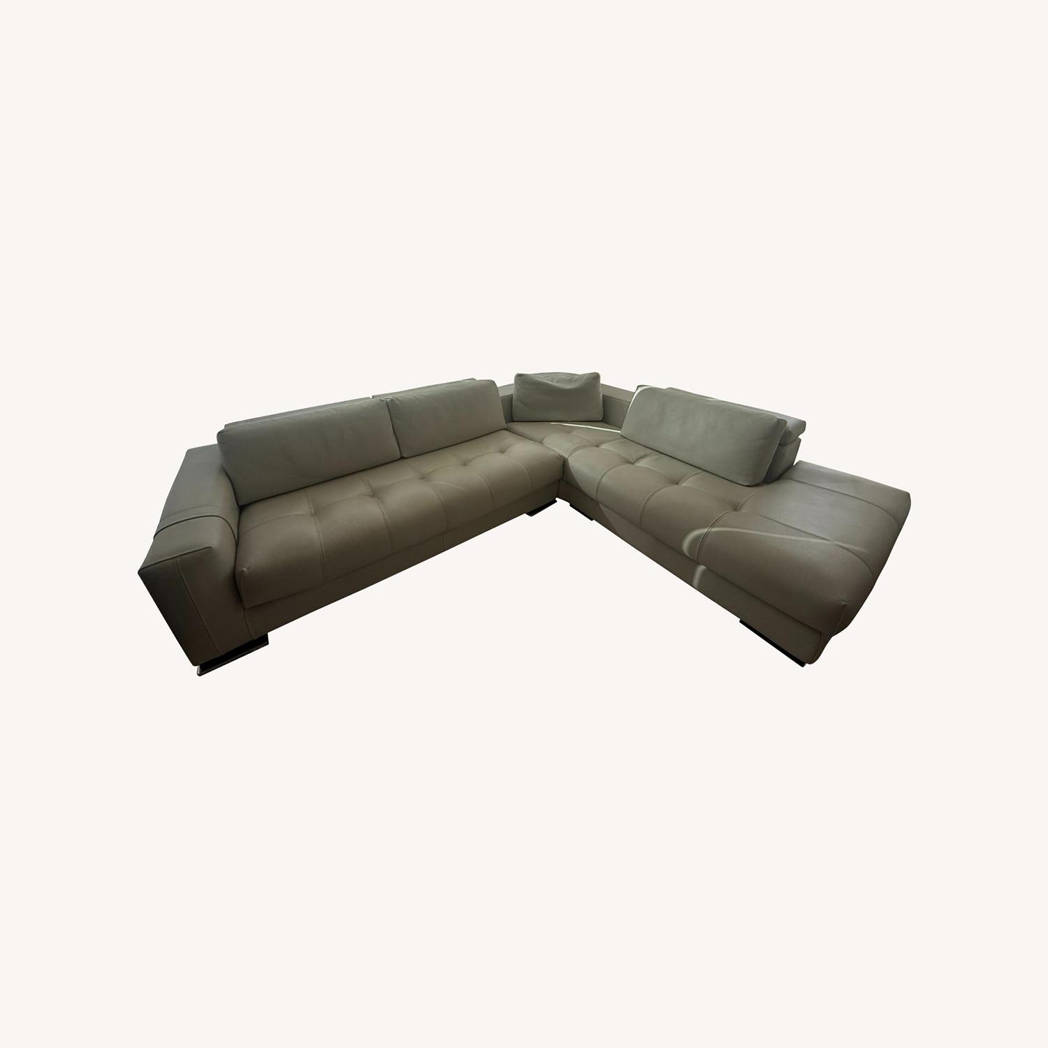 Gamma Inc. Light Gray Leather 2 Piece Sectional - image-0