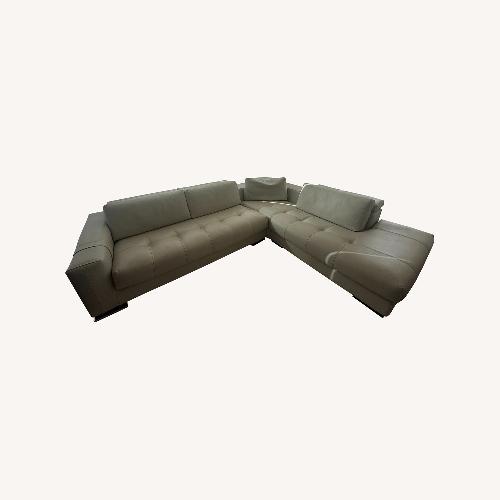 Used Gamma Inc. Light Gray Leather 2 Piece Sectional for sale on AptDeco