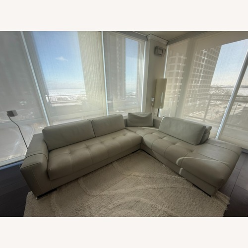 Used Gamma Inc. Light Gray Leather 2 Piece Sectional for sale on AptDeco