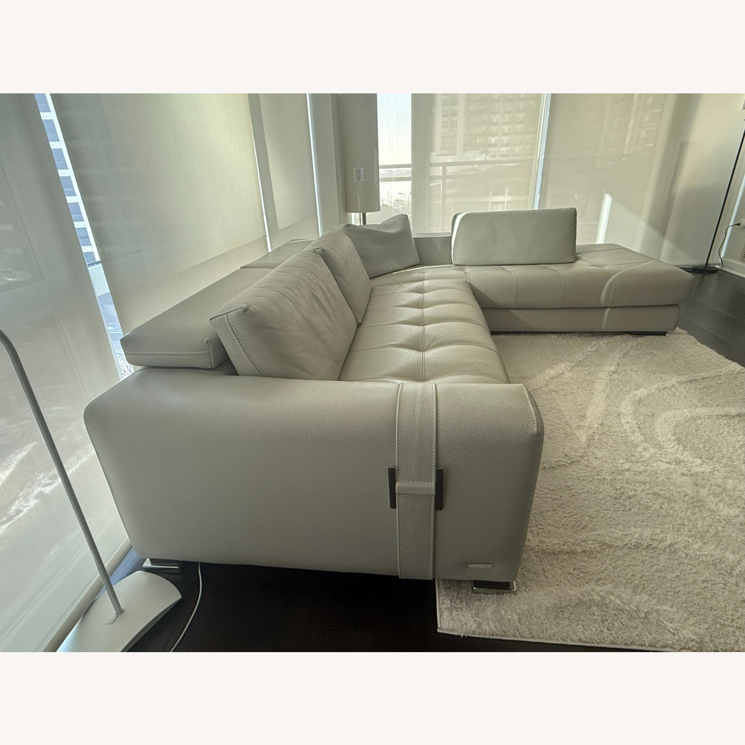 Gamma Inc. Light Gray Leather 2 Piece Sectional - image-2