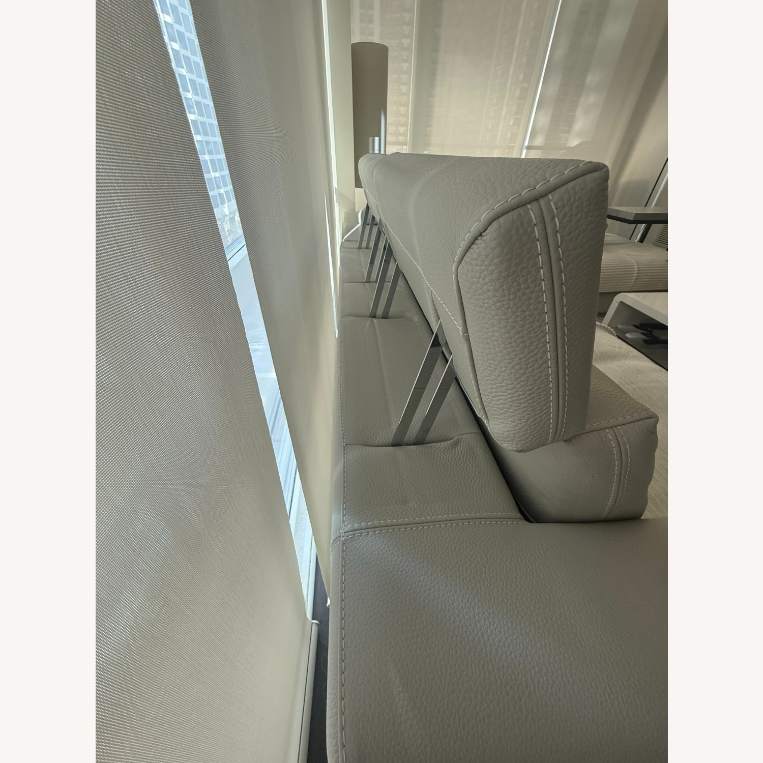 Gamma Inc. Light Gray Leather 2 Piece Sectional - image-4