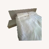 Calligaris Light Gray Microsuede Queen Bed