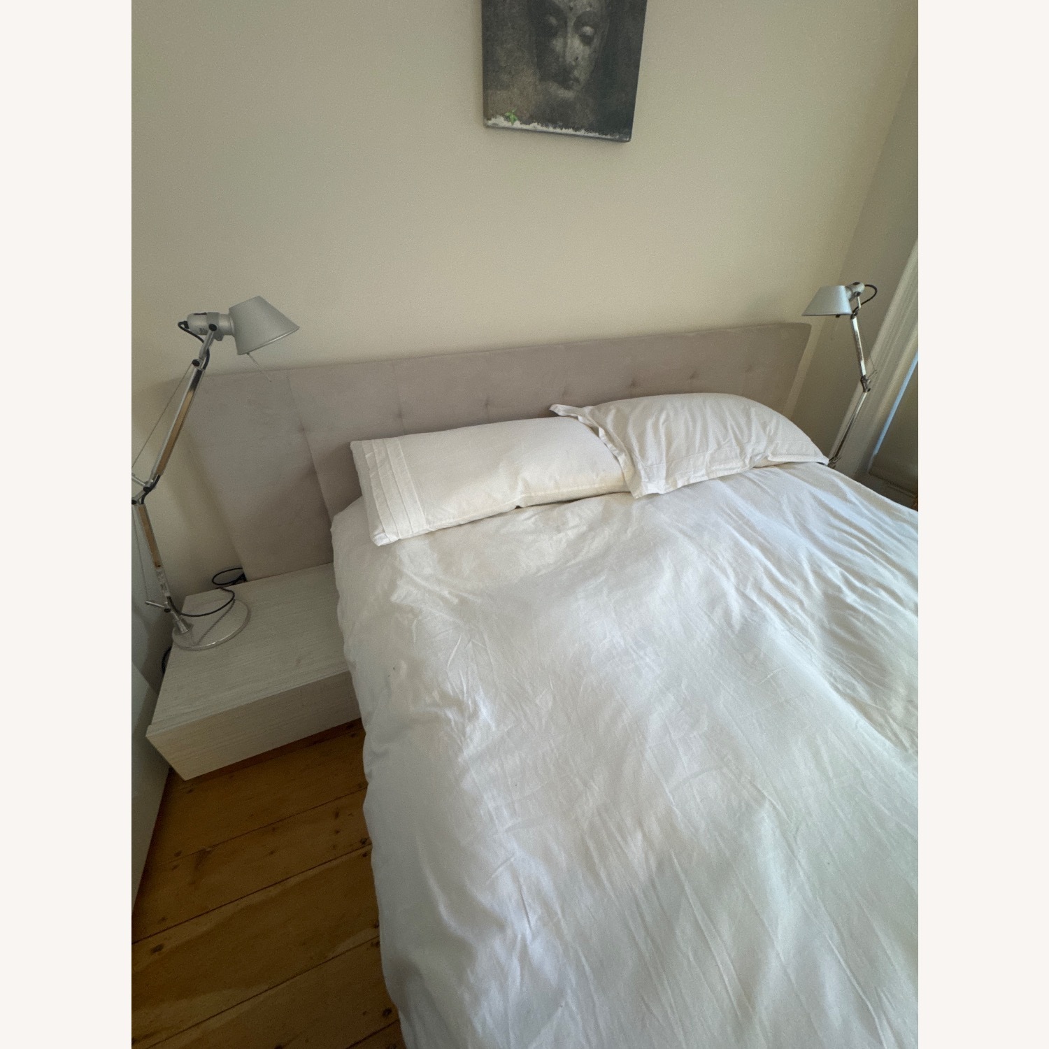 Calligaris Light Gray Microsuede Queen Bed - image-1