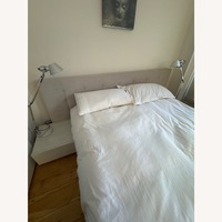 Calligaris Light Gray Microsuede Queen Bed