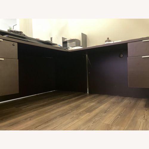 Used Dark Brown Wooden Desk for sale on AptDeco