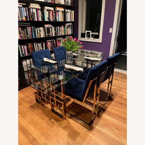 Used 5 Piece Glass Dining Set (Table + 4 Chairs) for sale on AptDeco