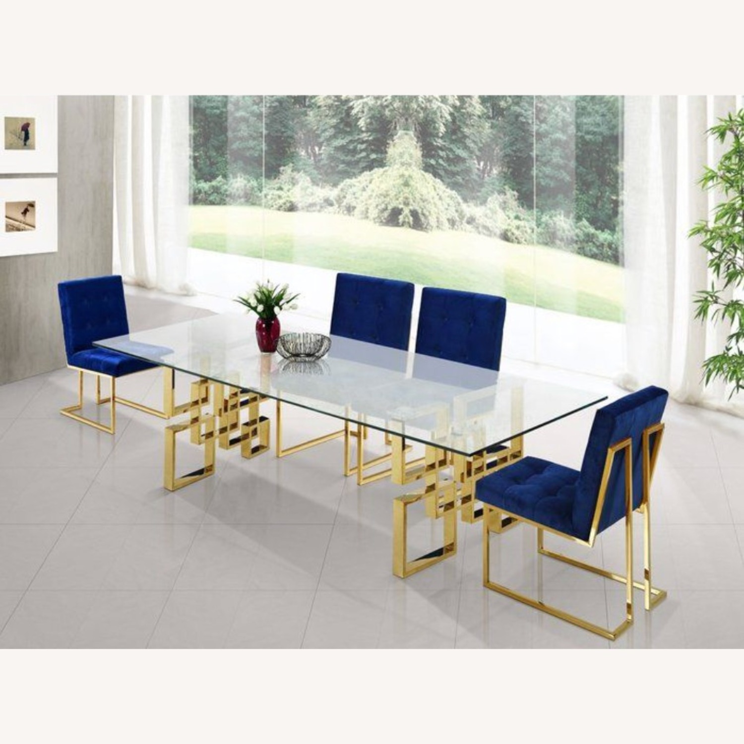 5 Piece Glass Dining Set (Table + 4 Chairs) - image-2
