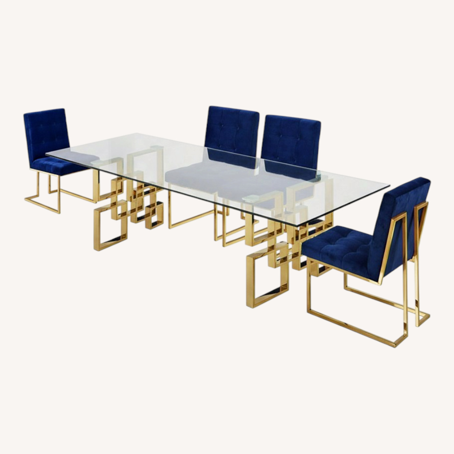 5 Piece Glass Dining Set (Table + 4 Chairs) - image-0