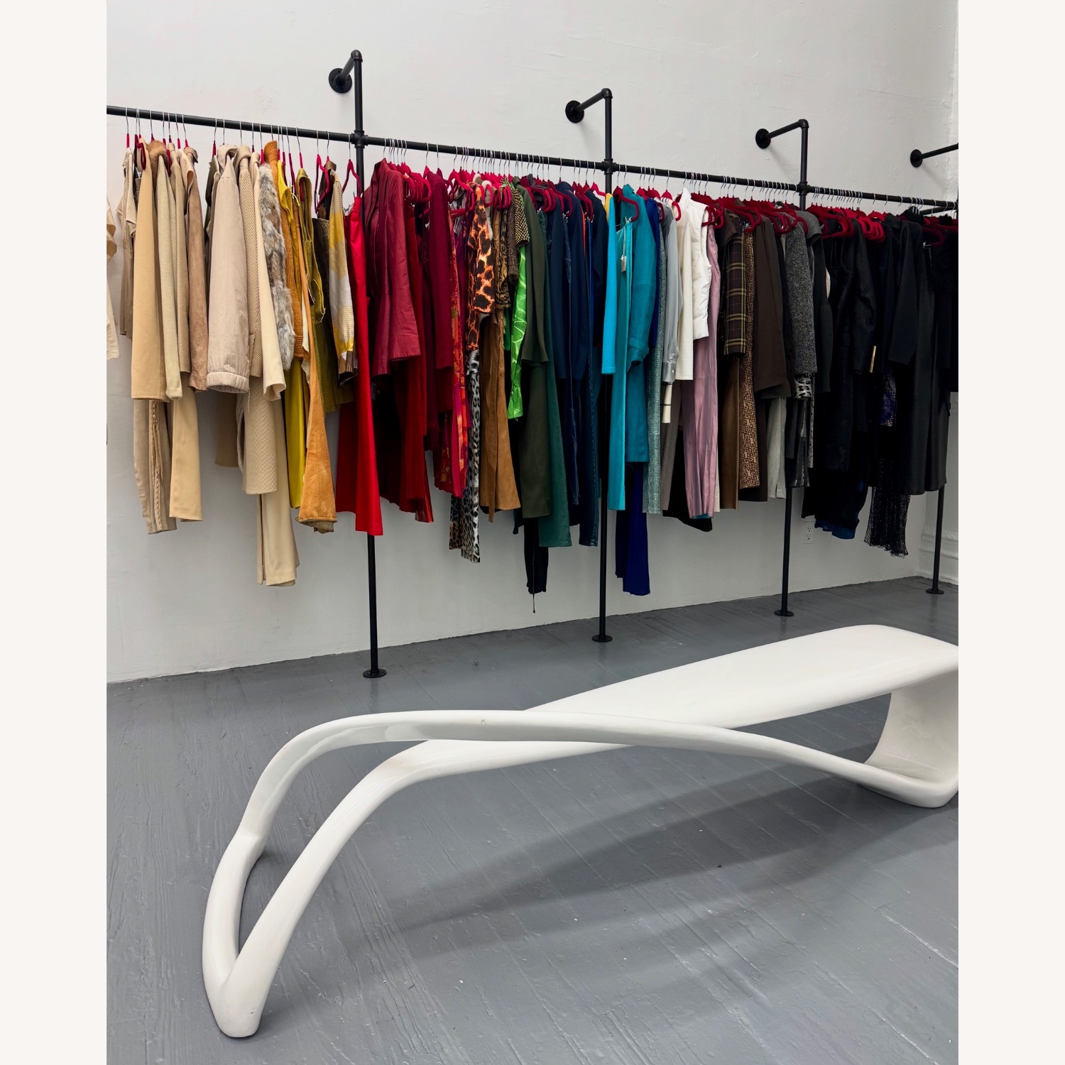 Vintage Modernist White Bench - image-2