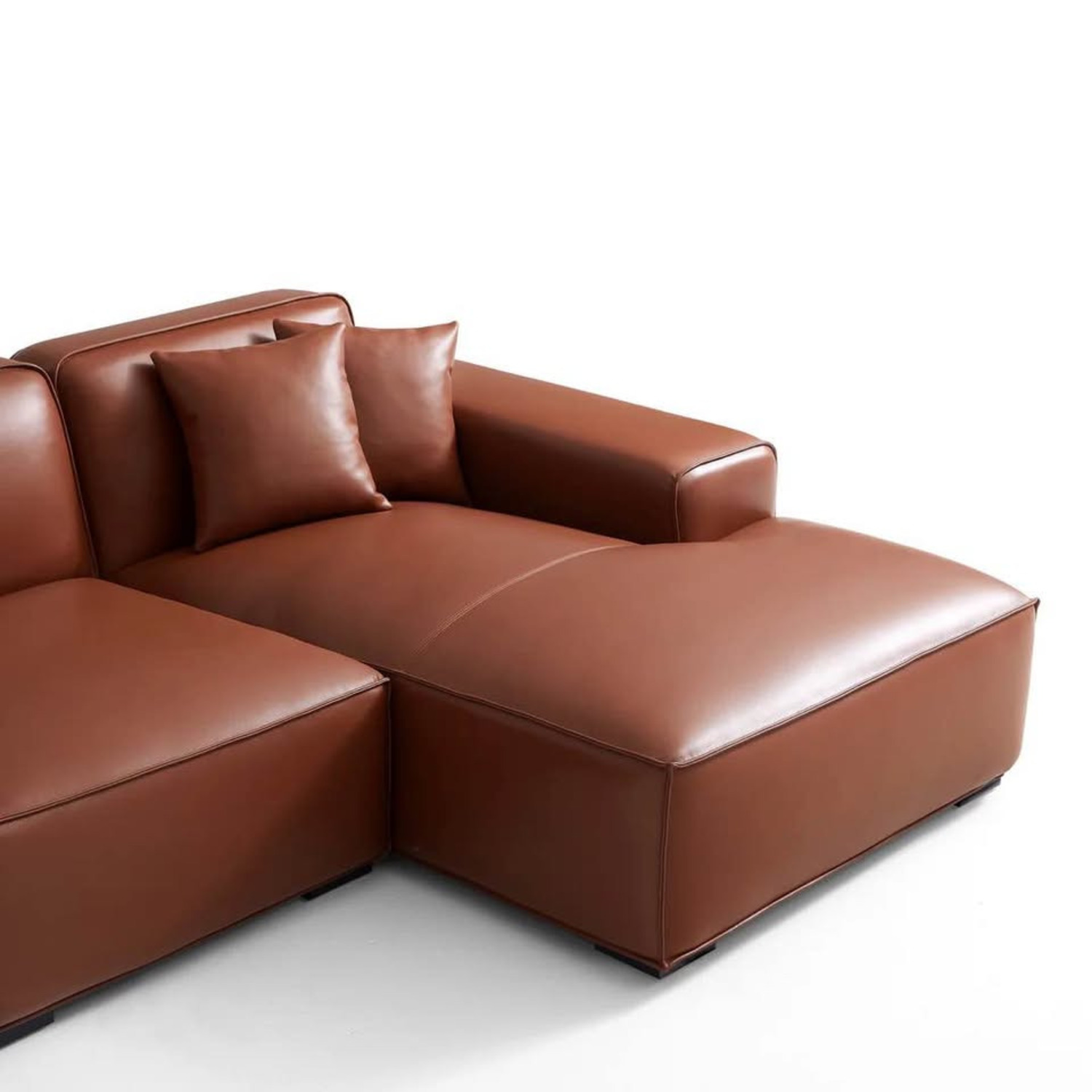 Domus Collection Dark Brown Leather Chaise Lounge - image-1