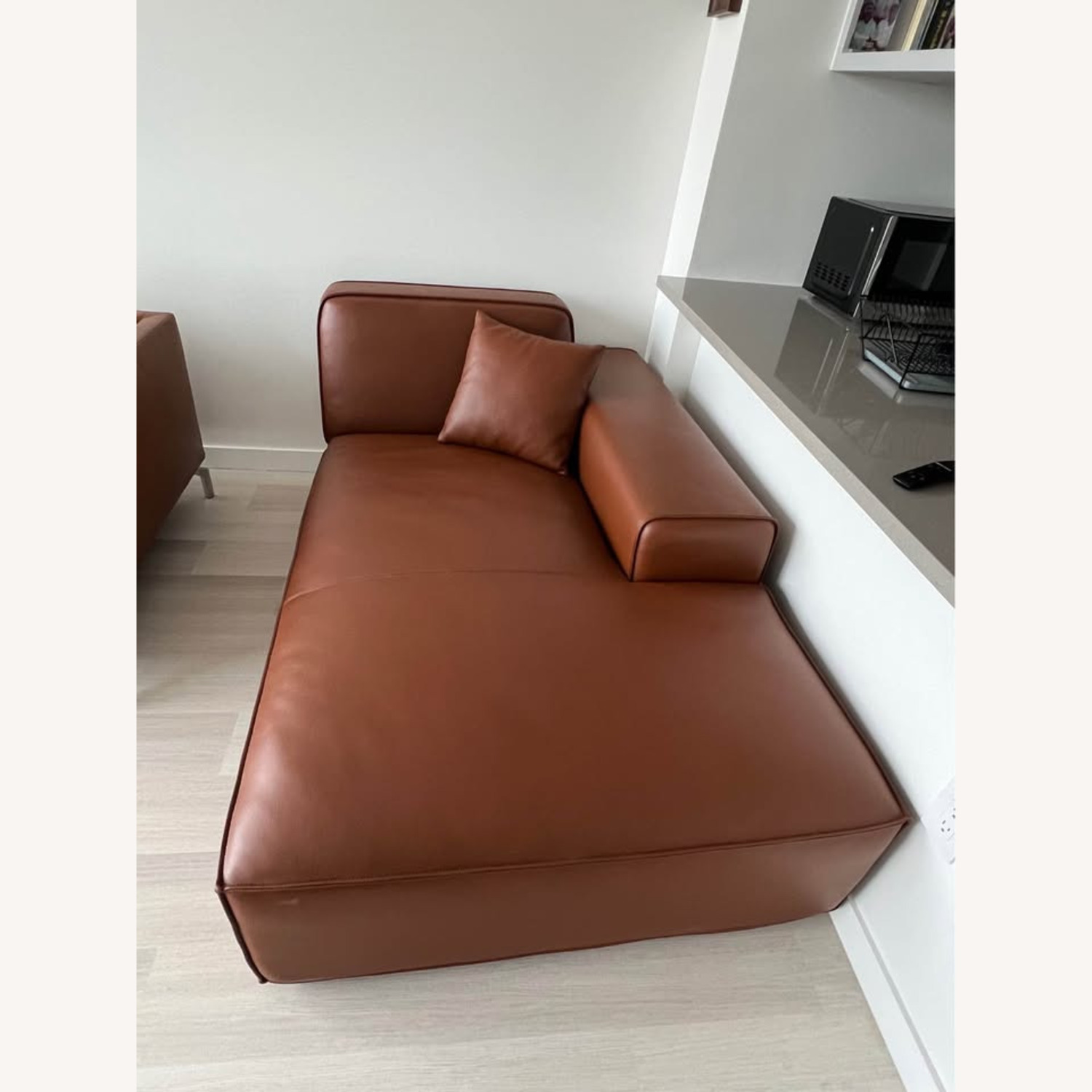 Domus Collection Dark Brown Leather Chaise Lounge - image-2