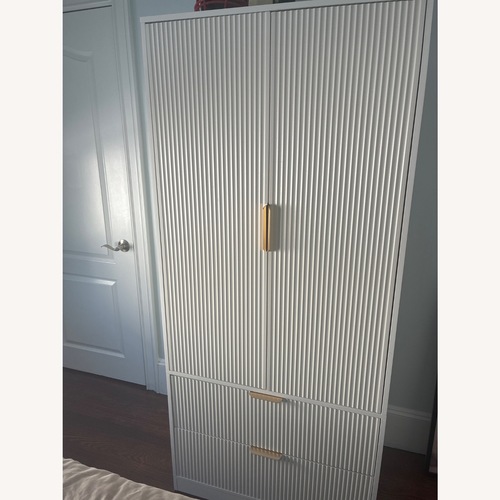 Used Bed Bath & Beyond White Wood Armoire for sale on AptDeco