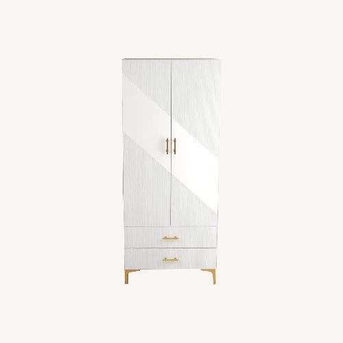 Used Bed Bath & Beyond White Wood Armoire for sale on AptDeco