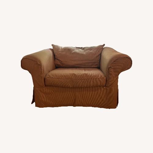 Used Rowe Furniture Orange Fabric Chair and a Half for sale on AptDeco