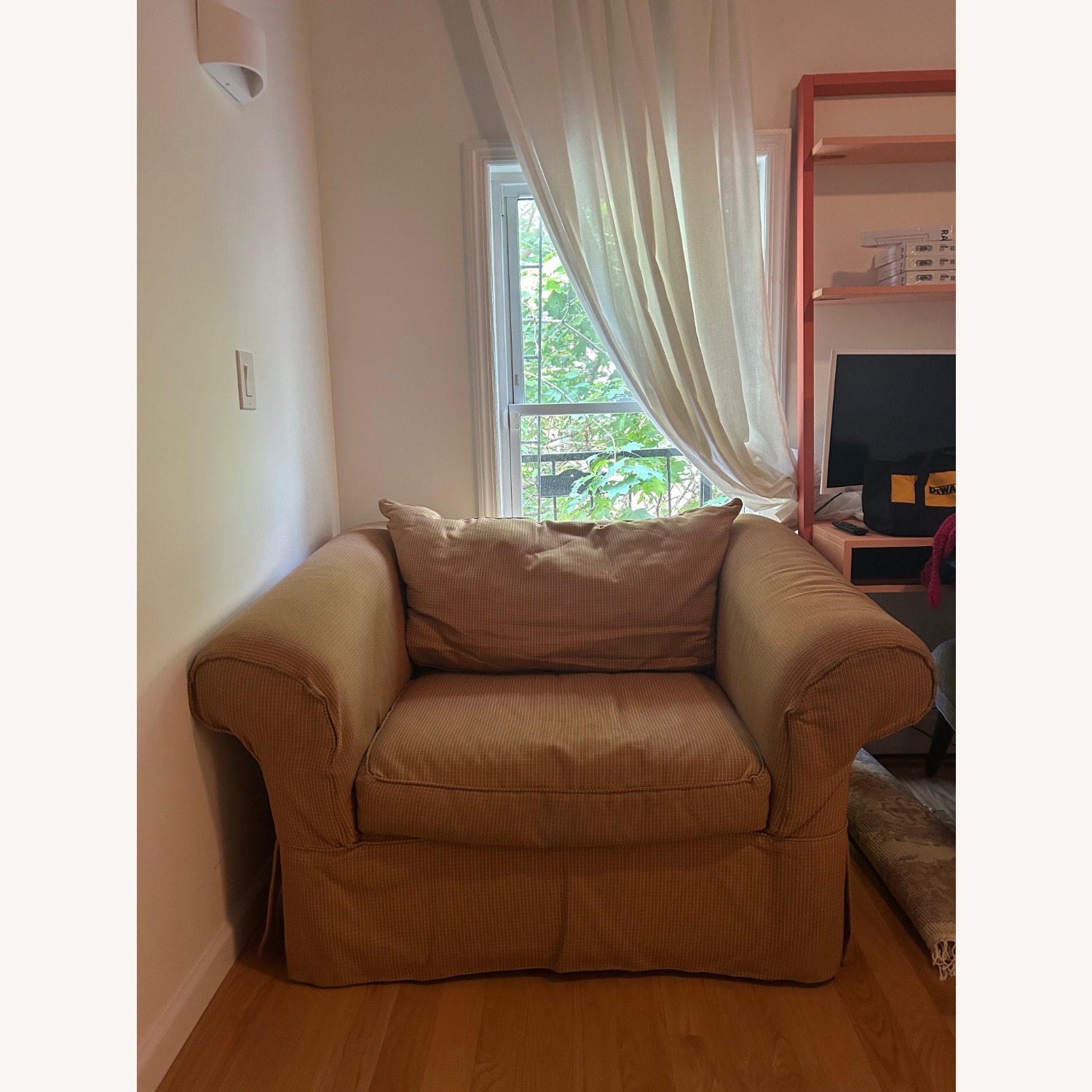 Rowe Furniture Orange Fabric Chair and a Half - image-2