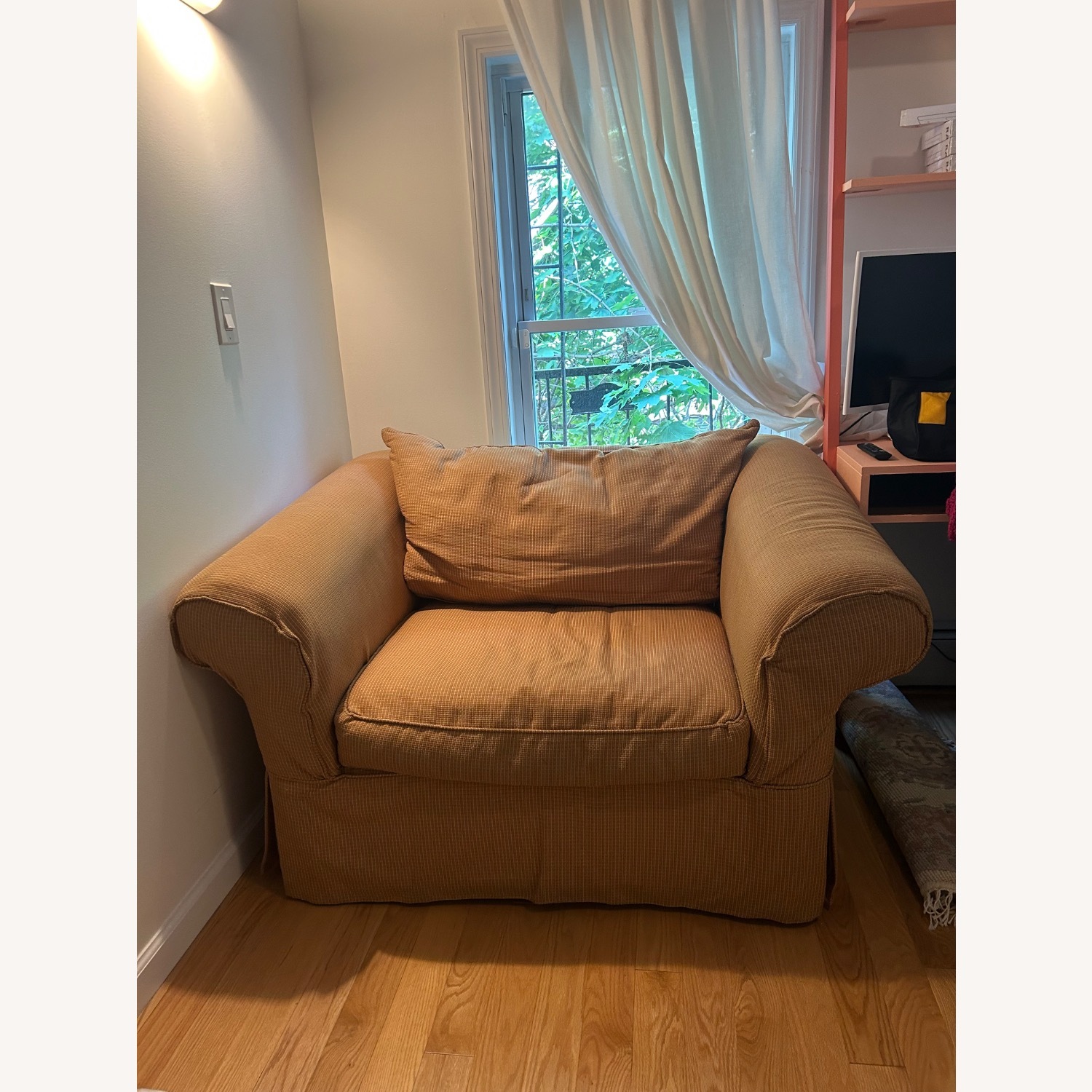 Rowe Furniture Orange Fabric Chair and a Half - image-3