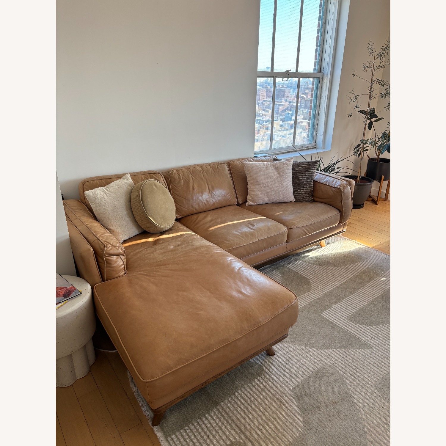 Article Timber Leather Left Chaise Sectional - image-3