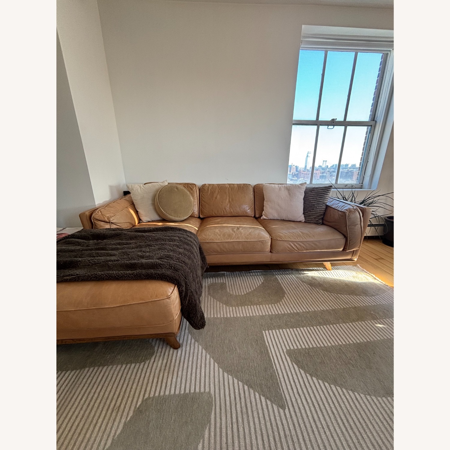 Article Timber Leather Left Chaise Sectional - image-2