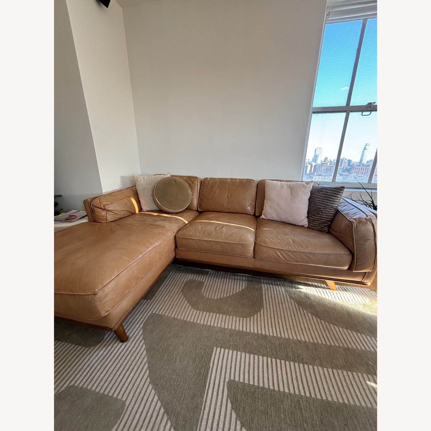 Article Timber Leather Left Chaise Sectional - image-9