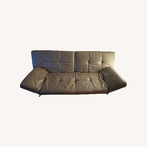 Used Vintage/Antique Dark Gray Leather 3+ Seater Sofa for sale on AptDeco