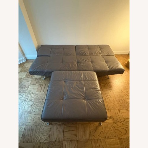 Used Vintage/Antique Dark Gray Leather 3+ Seater Sofa for sale on AptDeco