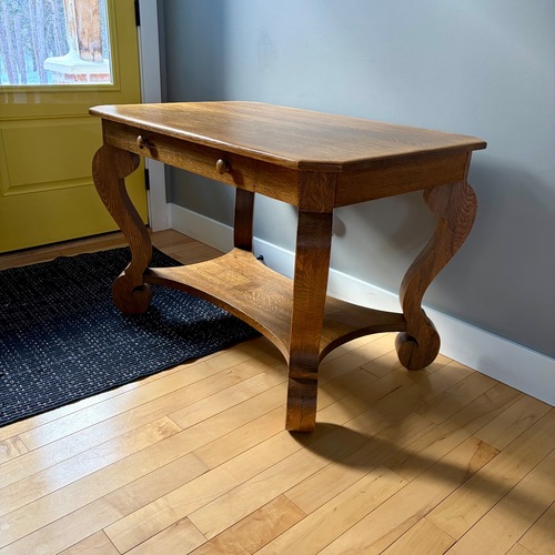 Used Antique Tiger Oak Quartersawn Library Table  for sale on AptDeco
