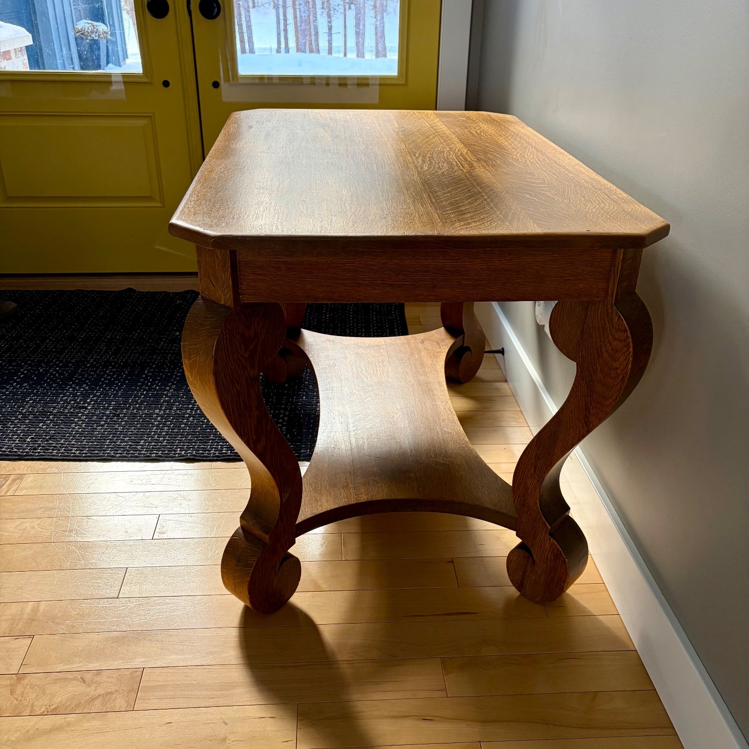 Antique Tiger Oak Quartersawn Library Table  - image-3