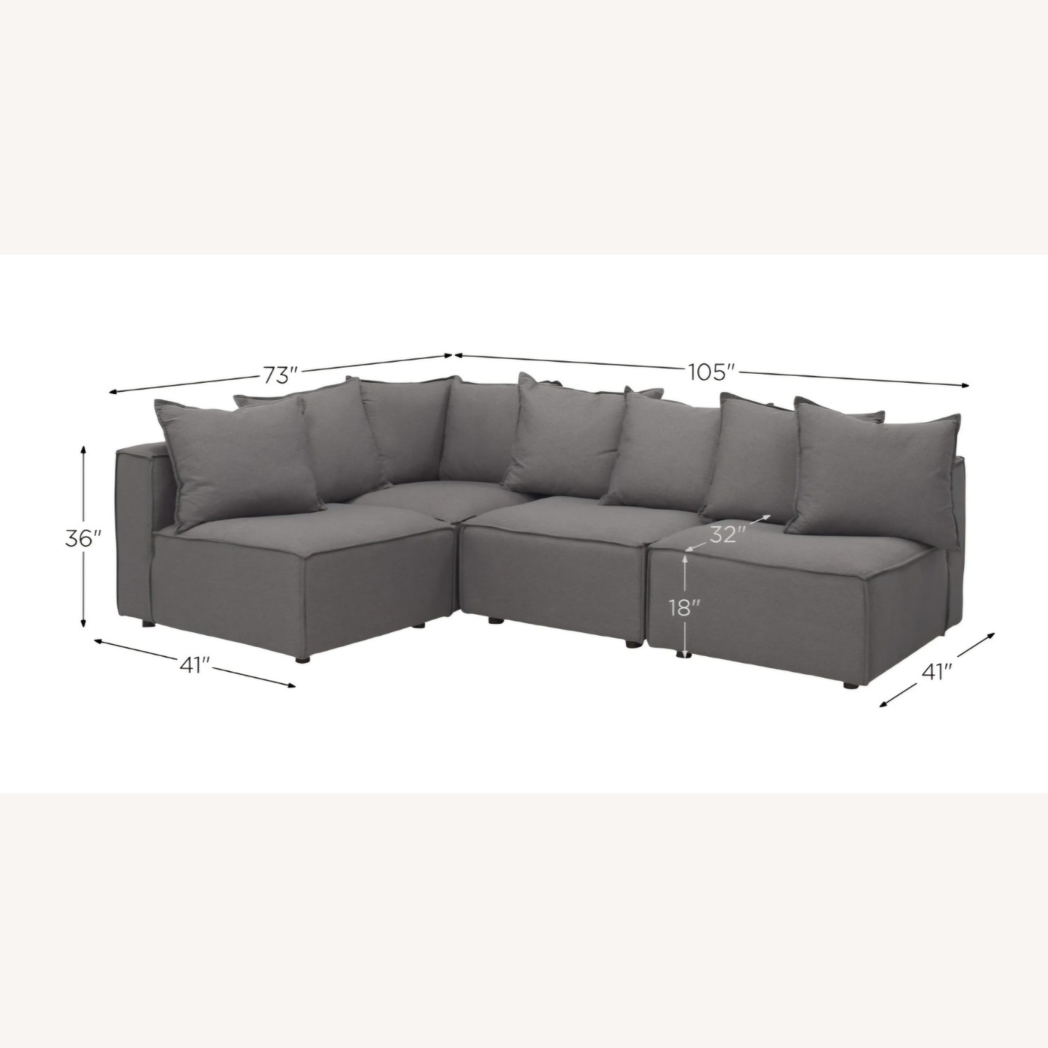 Raymour & Flanigan Chenille Sectional + Ottoman - image-3