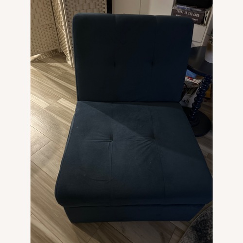 Used Raymour & Flanigan Blue Fabric Recliner for sale on AptDeco