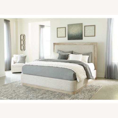 Used Ashley Furniture Beige Queen Size Bedframe for sale on AptDeco