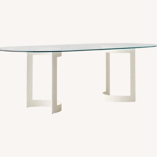 Used CB2 Transparent Orrin White Oval Dining Table for sale on AptDeco