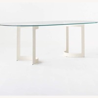 CB2 Transparent Orrin White Oval Dining Table