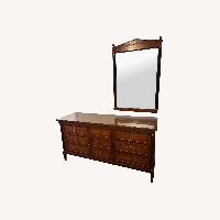 Henredon Dark Brown Dresser with Matching Mirror