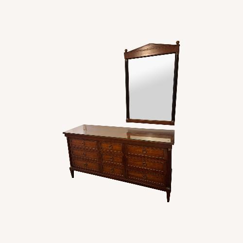 Used Henredon Dark Brown Dresser with Matching Mirror for sale on AptDeco