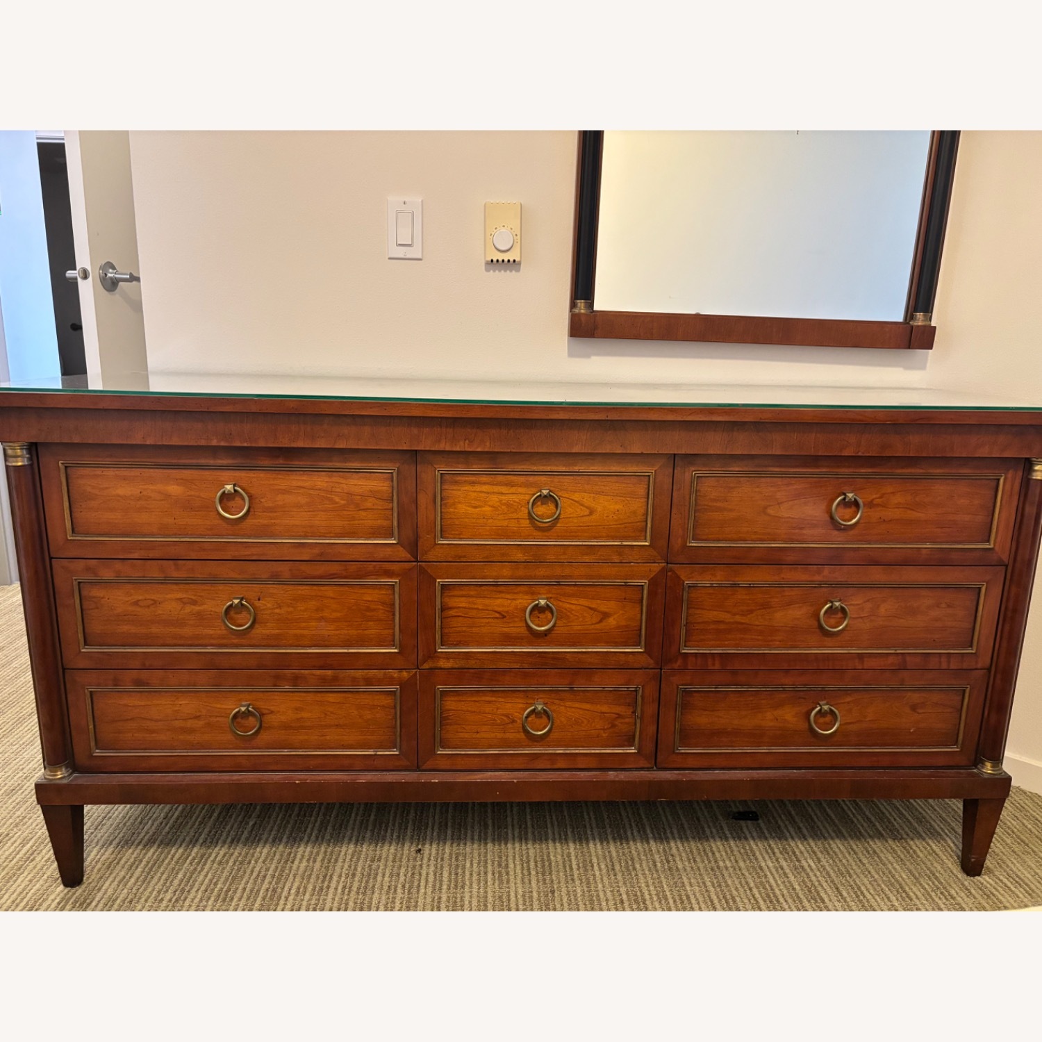 Henredon Dark Brown Dresser with Matching Mirror - image-1