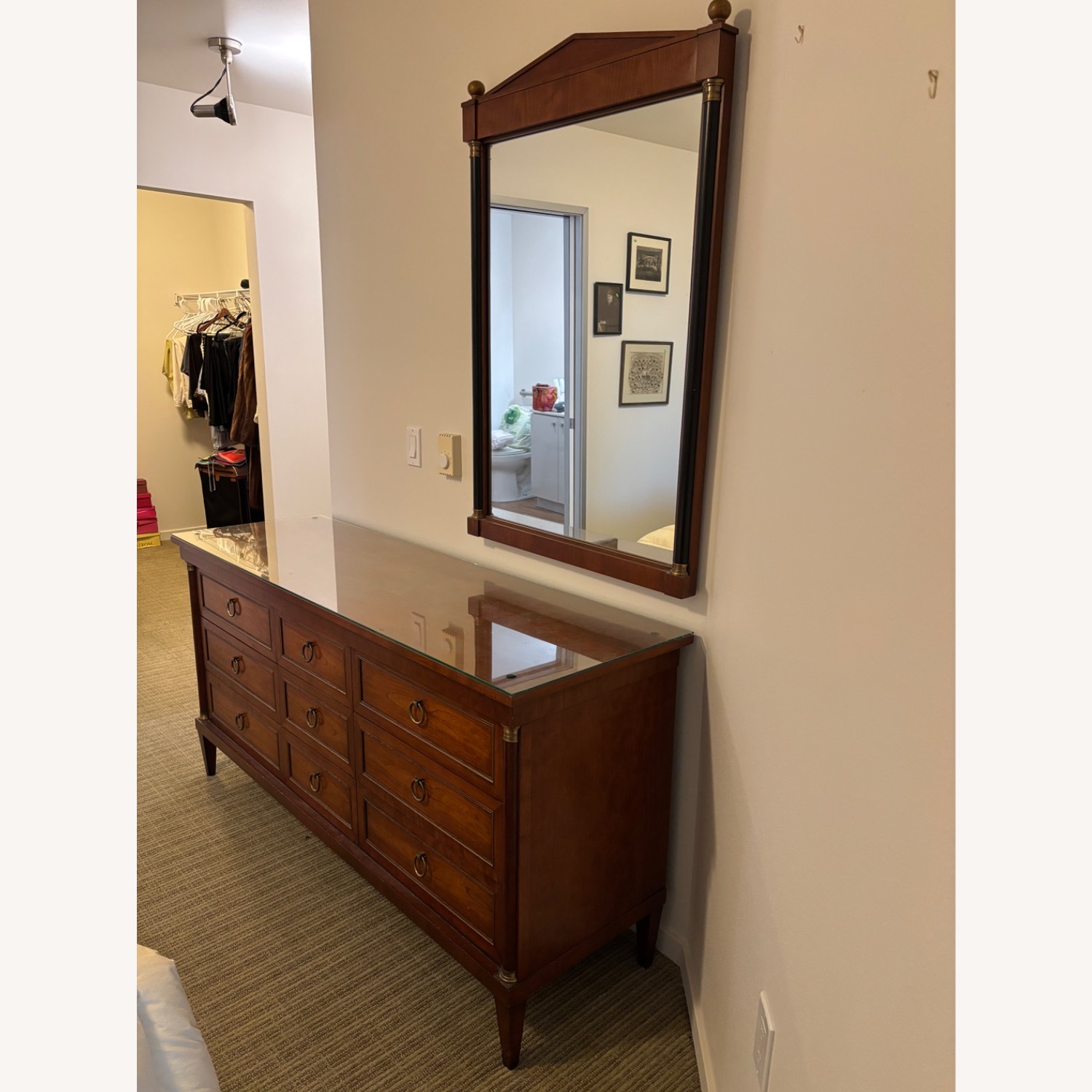 Henredon Dark Brown Dresser with Matching Mirror - image-2