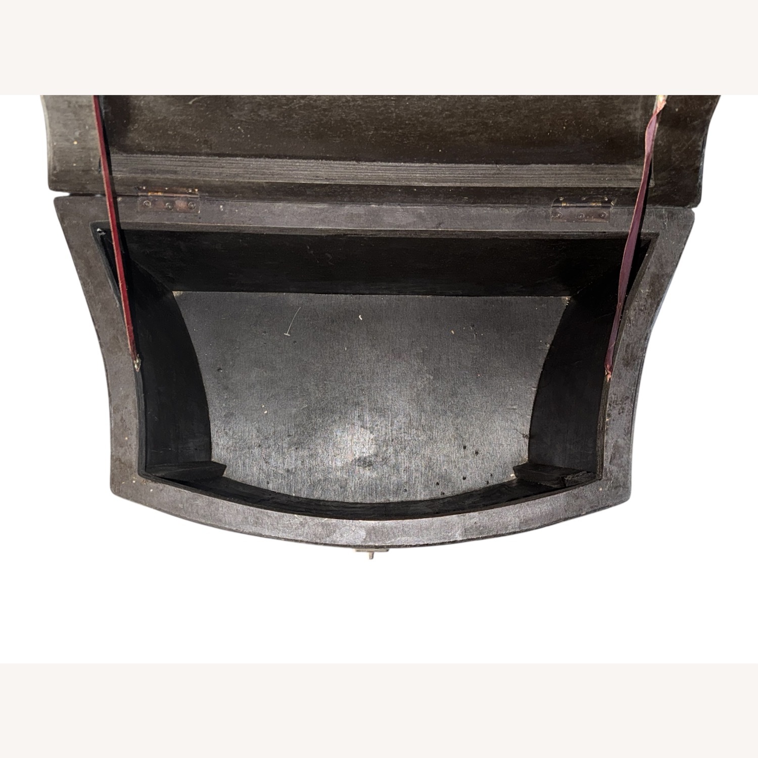 Rare 19th C. Bow-Front Ebonized Wood & Cane Chest - image-8